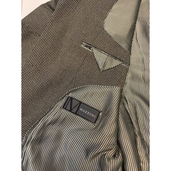 Mazzoni Tweed Blazer Mens 40R Houndstooth Gray Jacket Sportcoat - Picture 12 of 14